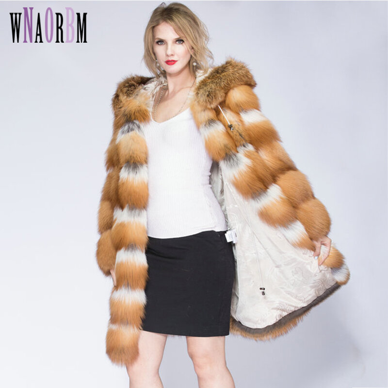 Abrigo de piel auténtica para mujer, chaqueta de invierno de piel de zorro Real, gruesa, cálida, a la moda, piel de zorro plateado, abrigo de piel de zorro rojo, talla personalizada