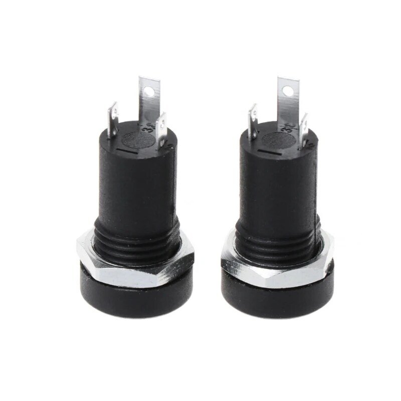 2 stks/set 3.5mm Audio Jack Socket 3 Pole Zwart Stereo Soldeer Panel Mount Goud met Noten