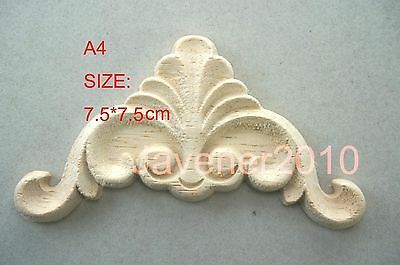 A4-7.5x7.5cm 나무 조각 된 코너 Onlay Applique Unpainted 프레임 도어 데칼 작업 목수 꽃