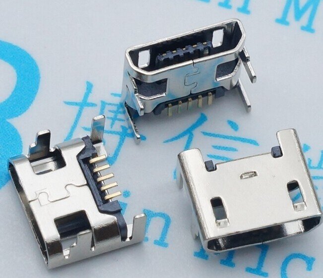 Conector Micro USB para celular, Mini conector USB, Placa de inserção de quatro pernas, 5Pin, DIP4, 50Pcs