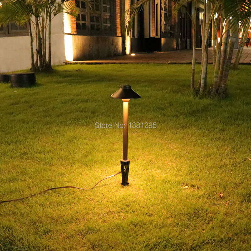 24PCS 12V Low Voltage LED Outdoor Landscape Pathway Light Brass Bronze Waterproof Garden Area Walkway Driveway Path Lamp