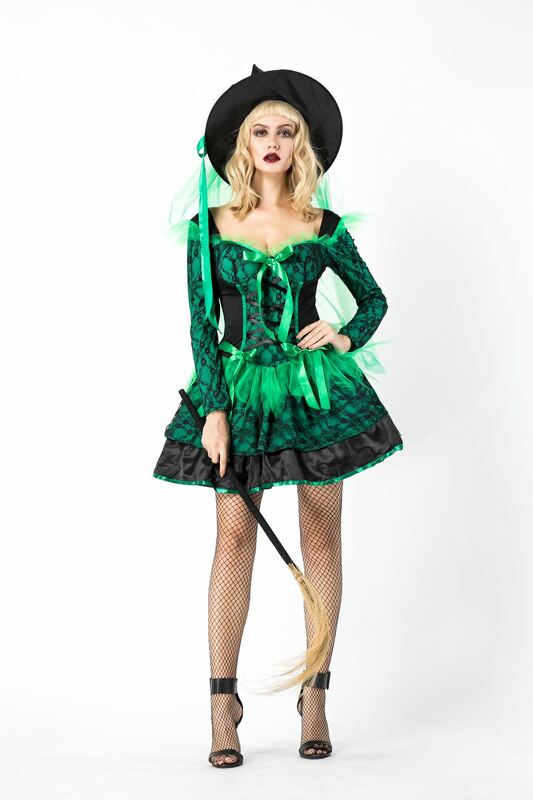 Sexy Witch Costume Women Magic Moment Costume sexy Adult Witch Halloween Costume Fancy Dress with Hat Cosplay Costume