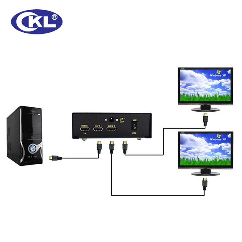 CKL HD-92 1x2 2 порт HDMI разветвитель Поддержка порта 1,4 V 3D 1080P для монитора ПК