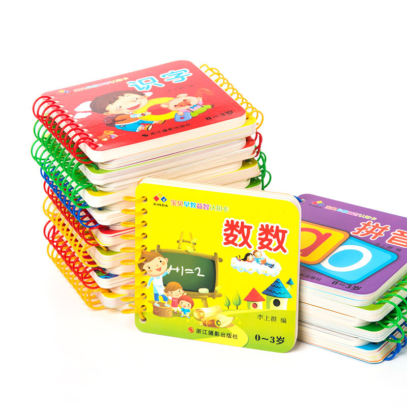 10 Buah/Set Baru Pendidikan Awal Bayi Prasekolah Belajar Karakter Cina Kartu dengan Gambar, Buku Cina dengan Pinyin Inggris