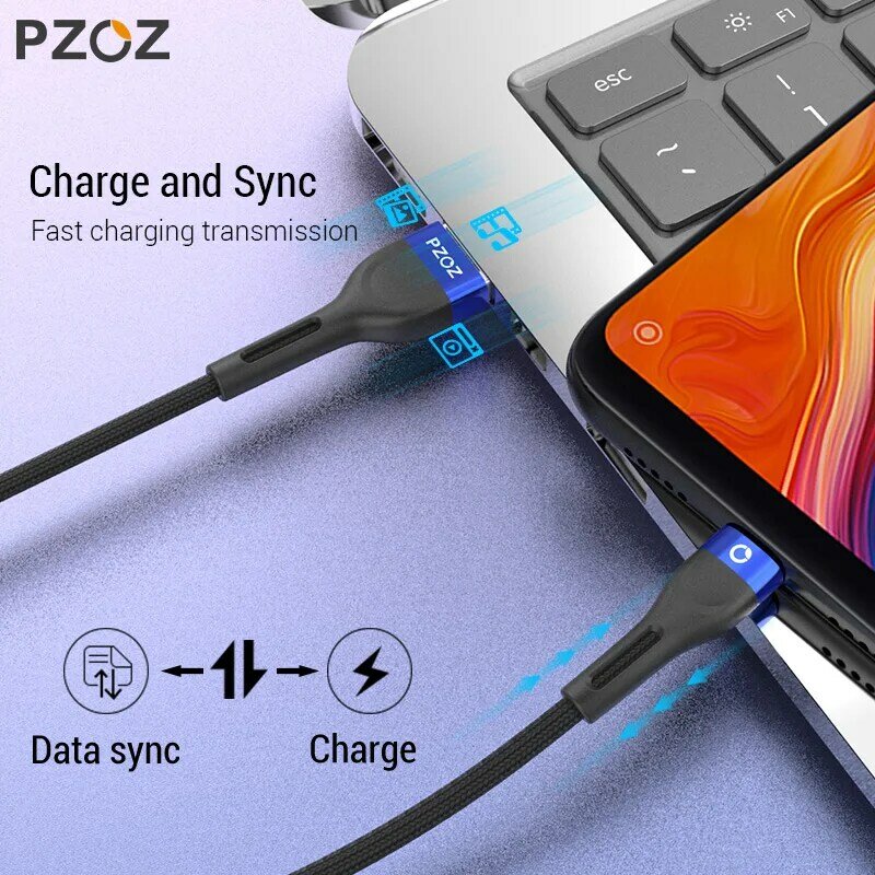 PZOZ Cabo de Dados Micro USB Cabo de Carregamento Rápido 1M 2M 3M Para Samsung Xiaomi Redmi Nota 5 S7 Pro Android MicroUSB Carregador Do Telefone Móvel