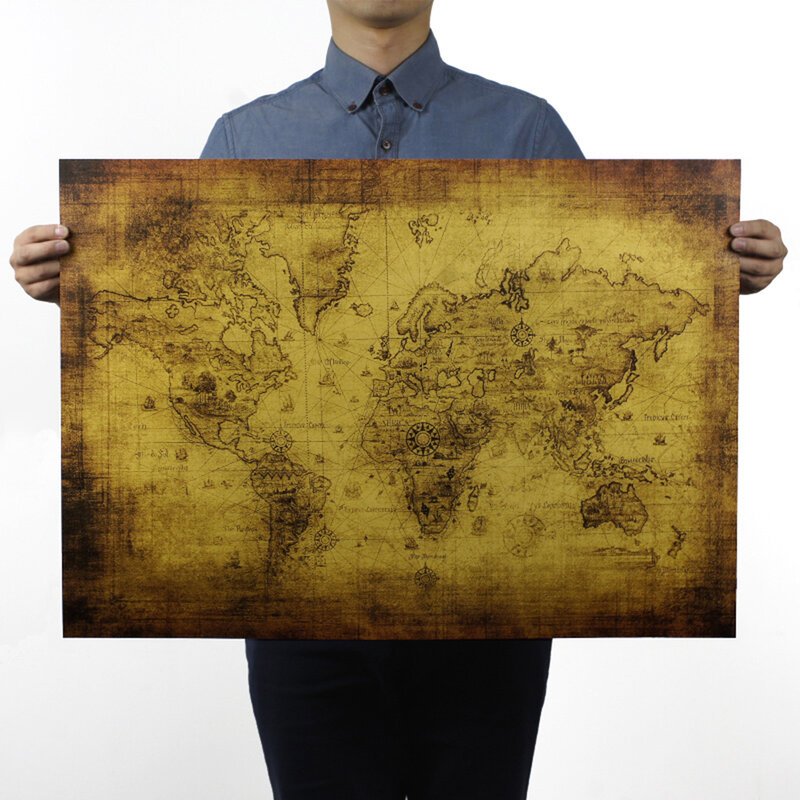Non Water-proof World Map Large Retro Paper Map Gifts Decoration 71*51 cm