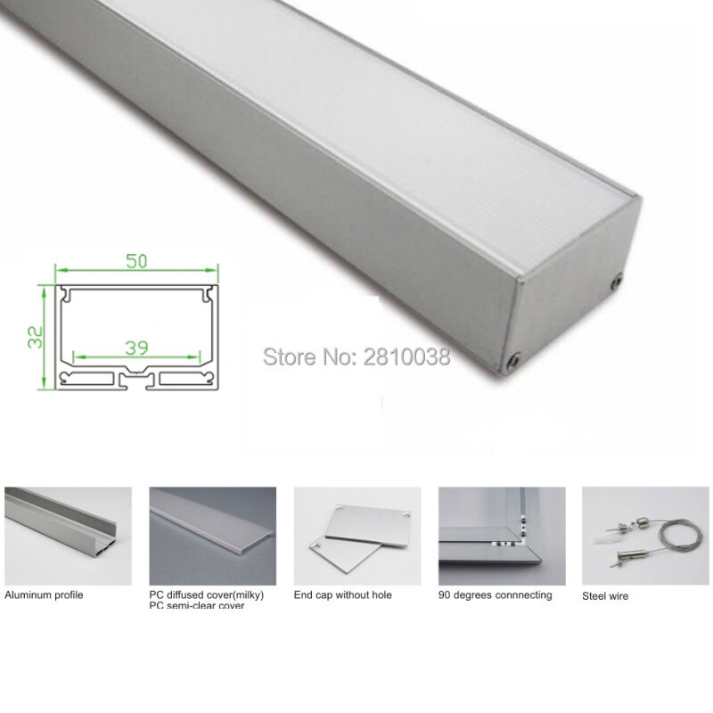 100 X 1M Sets/Lot factory supplier aluminum profile for led and Al6063 U-shape alu led extrusion for ceiling or Pendant light