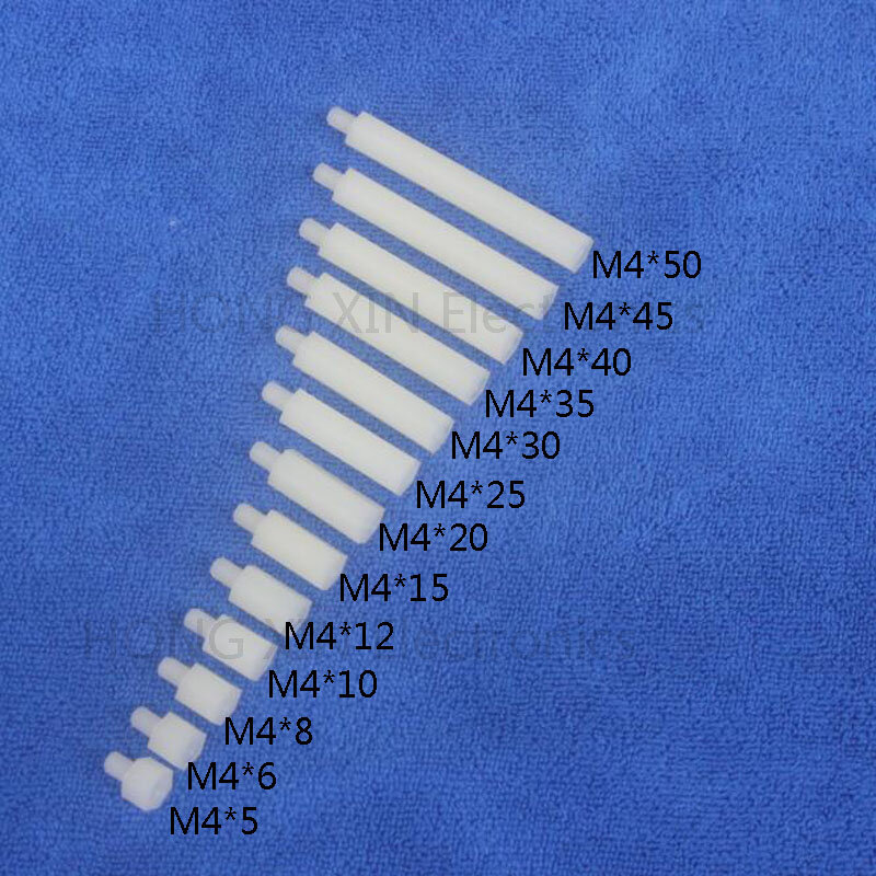 M4 * 5 + 6白1ピースナイロンスタンドオフスペーサー標準m4プラスチック男性-女性5ミリメートルスタンドオフキット修理セット高品質