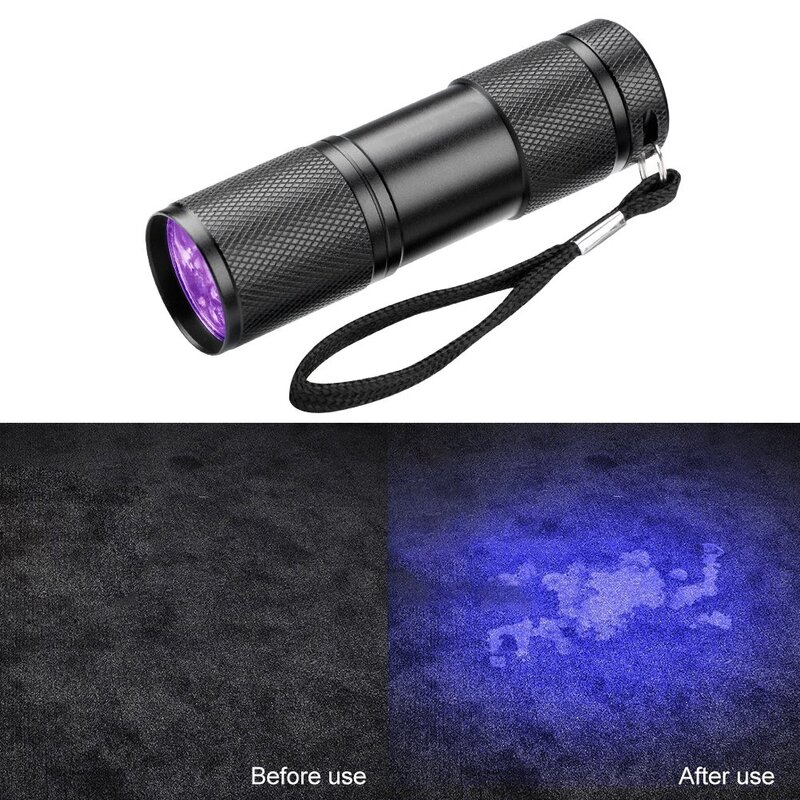 Lampe de poche à lumière ultraviolette noire, 9LED, 21LED, 12LED, 395-400nm