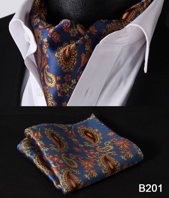 Fête classique poche carré mariage fleuri & Paisley & Plaid & à pois hommes soie Cravat Ascot cravate mouchoir ensemble # B2