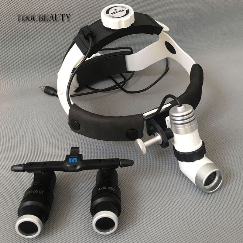 Светодиодная лампа TDOUBEAUTY 3 Вт для хирургической головки, лампа для освещения переменного/постоянного тока + Лупа Кеплера, стоматологические лупы, стоматологические стеклянные лупы (6.0X)