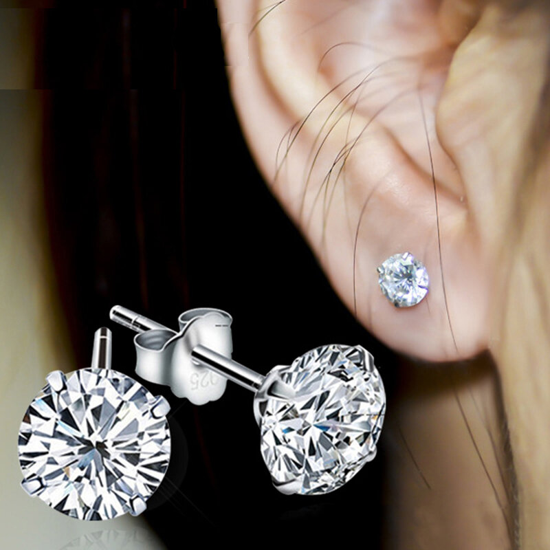 0.5-1 Carat D Color Moissanite Ear Stud Earrings for Women Girls 925 Sterling Silver Sparkling Piercing Earring Fine Jewelry