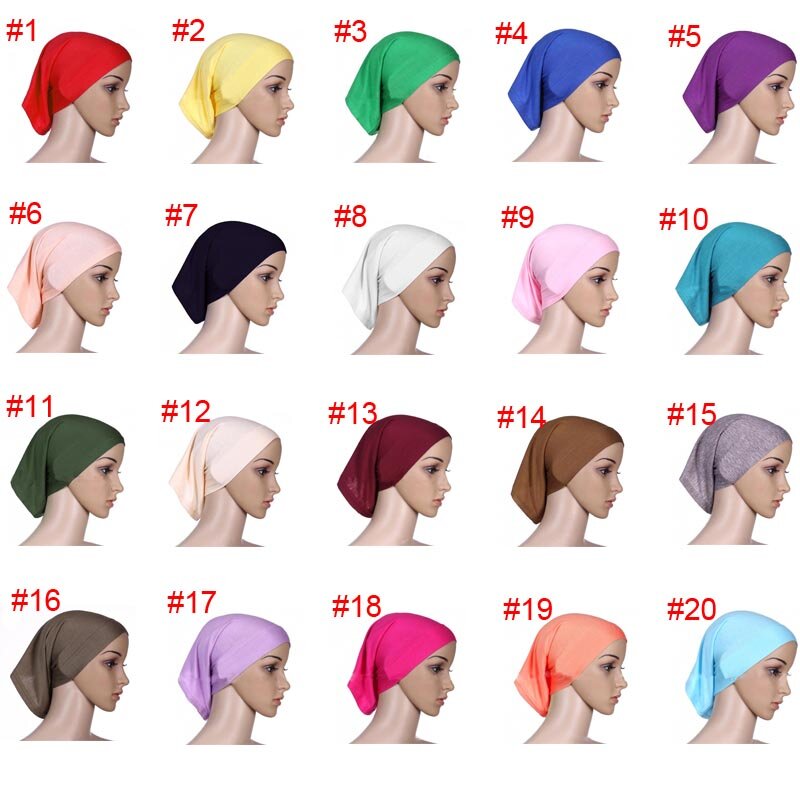 Pañuelo de cabeza musulmán para mujer, Hijab, gorro de algodón, bajo bufanda, gorro de hueso, cuello, 2017