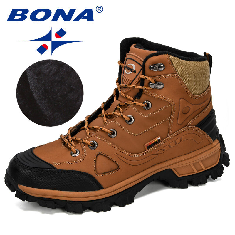 BONA นักออกแบบใหม่รองเท้าหนังผู้ชายฤดูหนาวกลางแจ้ง Mens Sport ShoesTrekking Mountain รองเท้ากีฬา
