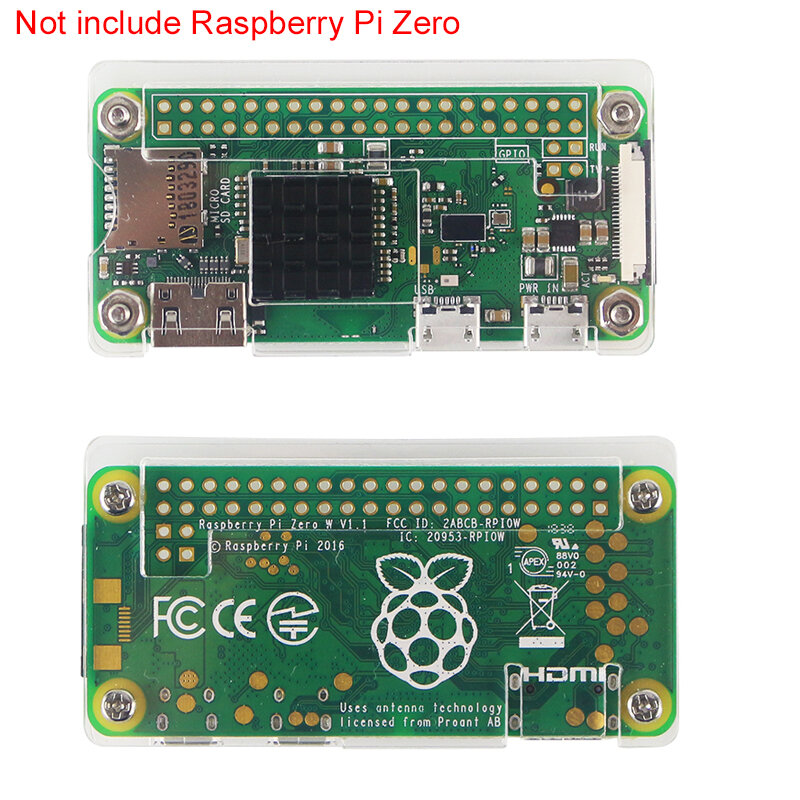 Funda acrílica Raspberry Pi Zero W + disipador de calor de aluminio para RPI Zero Box Cover, carcasas también para RPI Zero V1.3