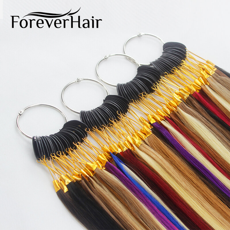 Forever Hair 100% Remy Human Hair Color Rings/ Color Charts 32 Colors Available Can Be Dyed For Salon Sample Free Shipping