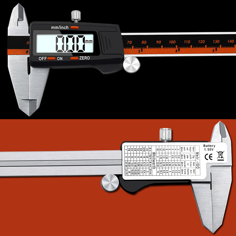 Calibrador digital electrónico de acero inoxidable, herramienta de medición, Micrómetro de Metal, 6 pulgadas, 0-150mm