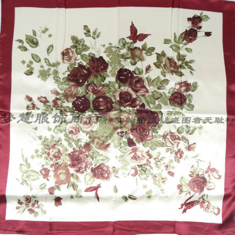 Lenco-bufanda de seda Rosa estampada para mujer, chal de satén Multicolor de 90x90cm, pañuelo de moda para primavera