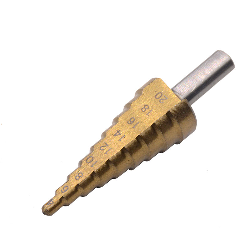 Brocas escalonadas de titanio de acero HSS, herramientas de corte de cono escalonado de 3-12mm, 4-12mm, 4-20mm, para carpintería, madera y Metal