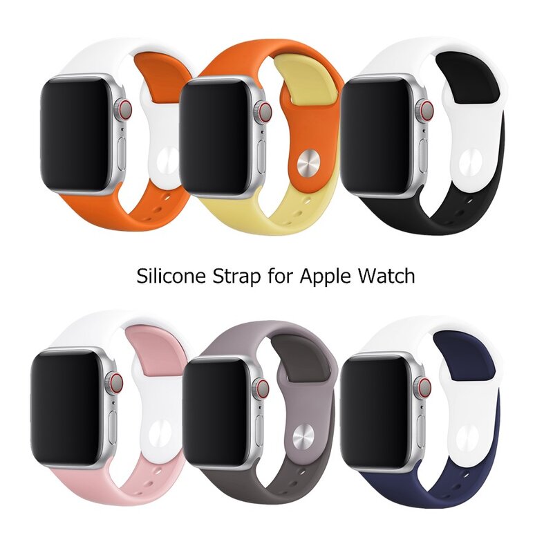 Colorful Soft Silicone Strap for Apple Watch Series 4/3/2/1 two-tone Watchband 38 40MM For iWatch Edition Band 42 44 MM