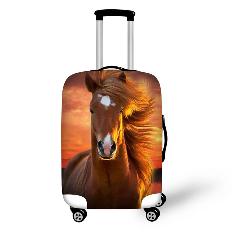 กระเป๋าเดินทางอุปกรณ์เสริมกระเป๋าเดินทางป้องกันครอบคลุม18-32นิ้วกระเป๋าเดินทางป้องกันฝุ่นกรณียืดสัตว์3D รูปแบบม้า