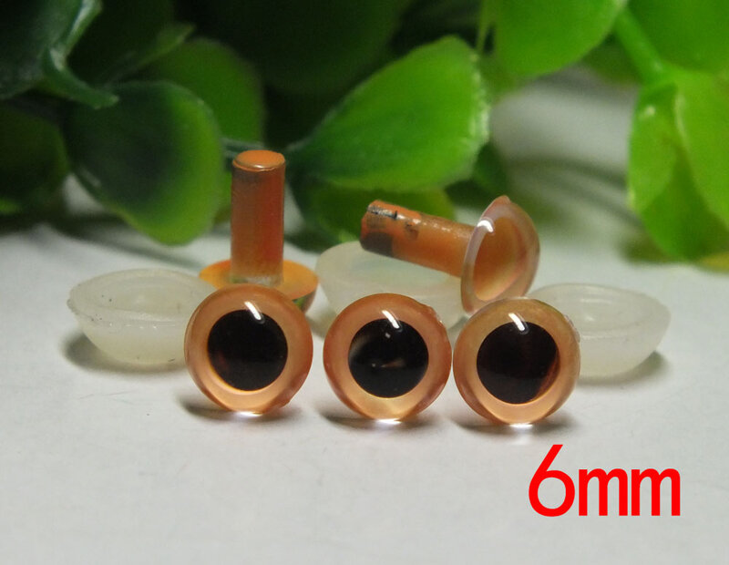 6mm Occhi Occhi di Plastica Occhi di Sicurezza Occhi Orso Animale Plug-In-Orange-10pairs