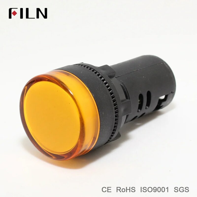 FILN 22mm nhựa tín hiệu đèn chỉ thị ánh sáng đỏ vàng màu xanh màu xanh lá cây trắng 12 v 24 v 110 v led đèn
