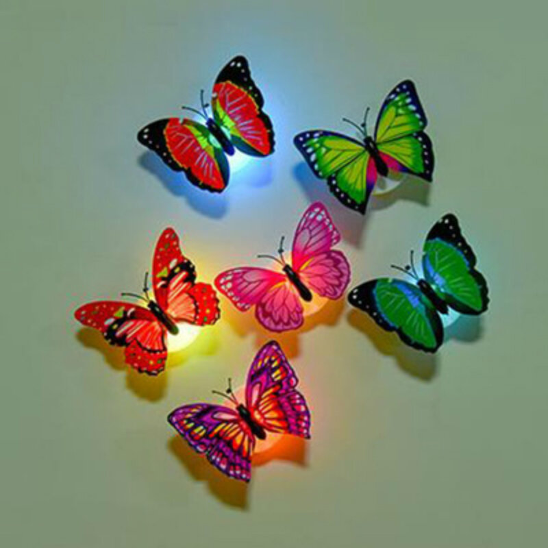 Candelabro de pared decorativo de ahorro de energía, mariposa colorida, se puede pegar, luces LED decorativas, Simple