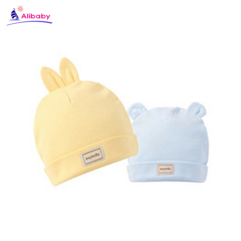 For 0-3 Months Newborn Baby Accessories 100% cotton Baby Hats Solid color double cotton  hat Baby sleep caps