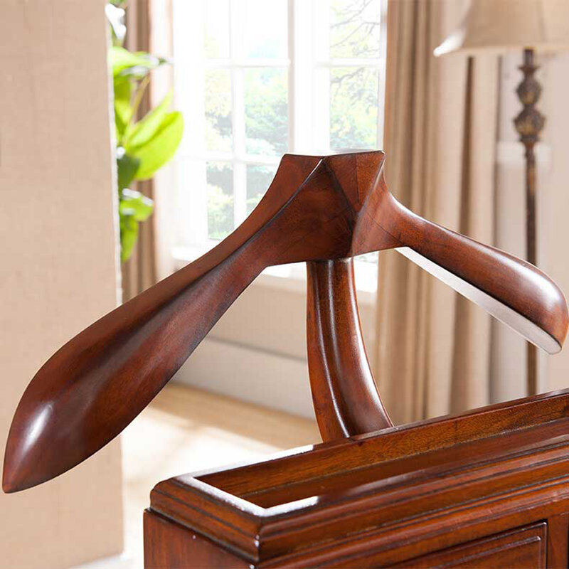European coat rack with storage drawer Carved wood furniture mahogany Suit rack High-end hotel home furniture good texture