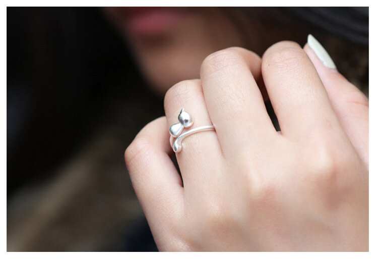 2019 anelli d'argento liberi del gatto di colore di trasporto per i bei anelli aperti del dito dei gioielli delle donne per il regalo di compleanno del partito