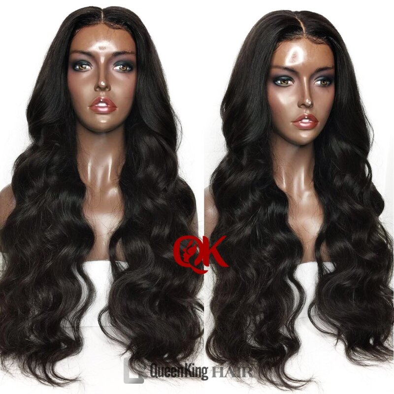 QueenKing Hair 13x6 Lace Frontal Wig Pre Plucked With Baby Hair 8"-26" Body Wave Natural Color Brazilian Remy Hair Lace Wigs