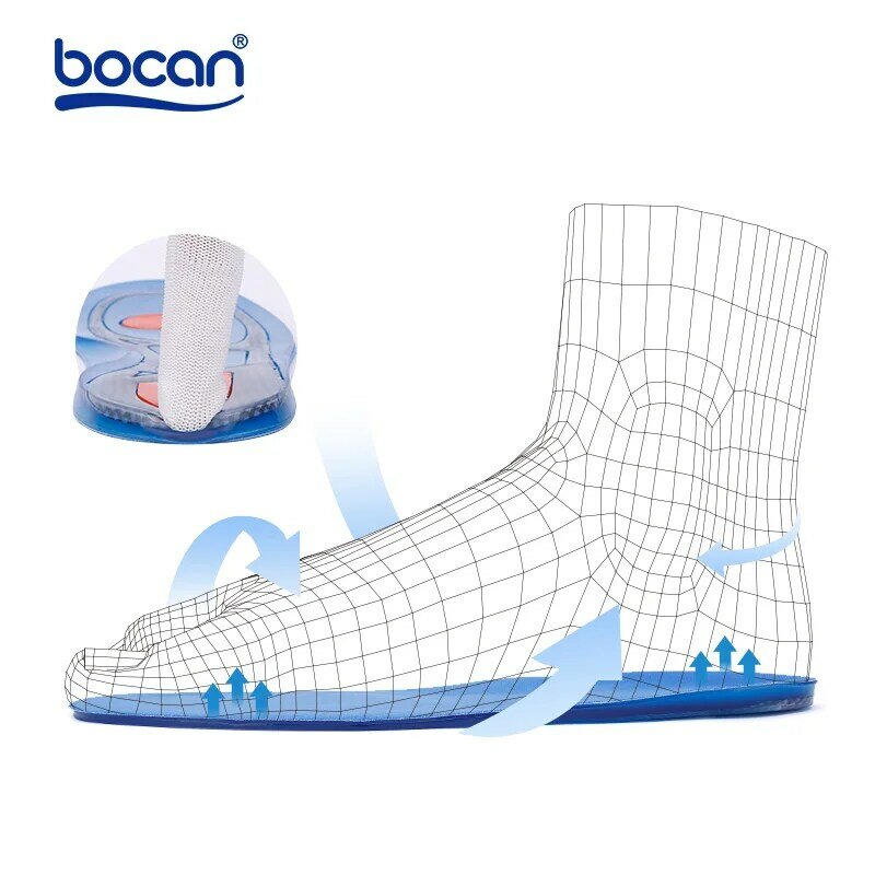 Bocan Silicon Gel Insoles Foot Care for Plantar Fasciitis Heel Spur Shoe Insoles Shock Absorption Pads arch orthopedic insoles
