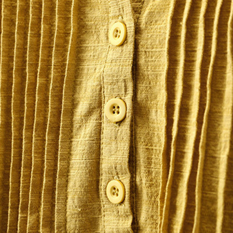Blusa de linho manga comprida feminina, tops de botão, camisas monocromáticas, top solto, roupas de primavera