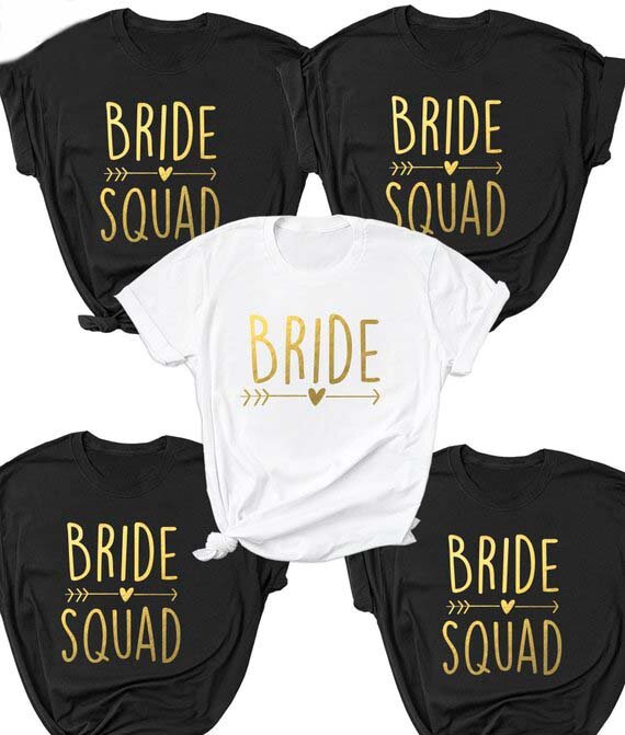 Camisa do partido da noiva do partido da noiva do esquadrão da noiva do coração da seta camiseta slogan feminino grunge topos do esquadrão da menina