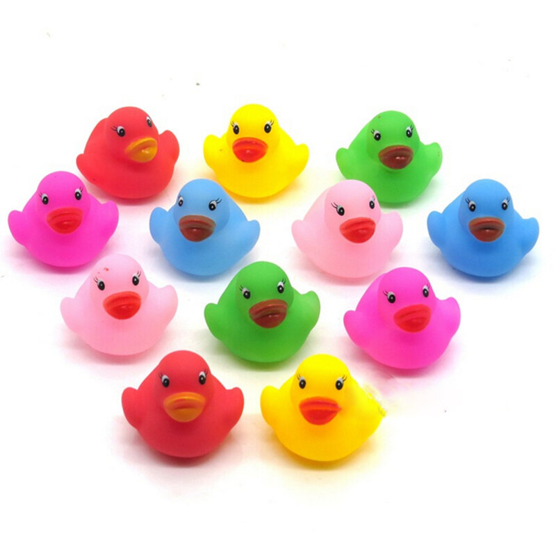 12 개/대 귀여운 고무 시끄러운 오리 카와이 다채로운 아기 어린이 목욕 장난감 오리 물 놀이 장난감 3.5*3.5*3cm