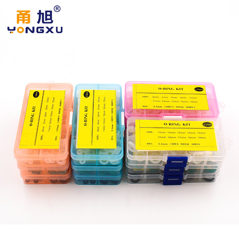 Thickness 1.5/1.9/2.4/3.1/1.8/2.65mm Rubber O Ring Seal Silicone VMQ Sealing O-rings Washer o-ring set Assortment Kit Box