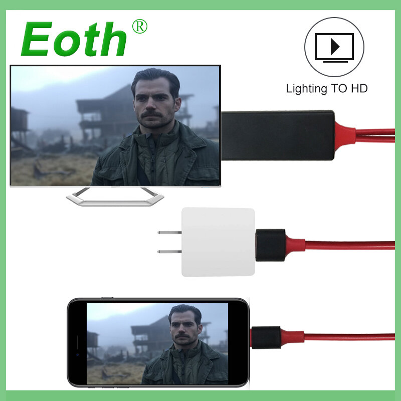 Para Lightning 8 Pin Cable HDTV adaptador de TV USB HD 1080P mirrorscreen Cable para apple tv compatible para iPhone 6S 6 más 7 6S más
