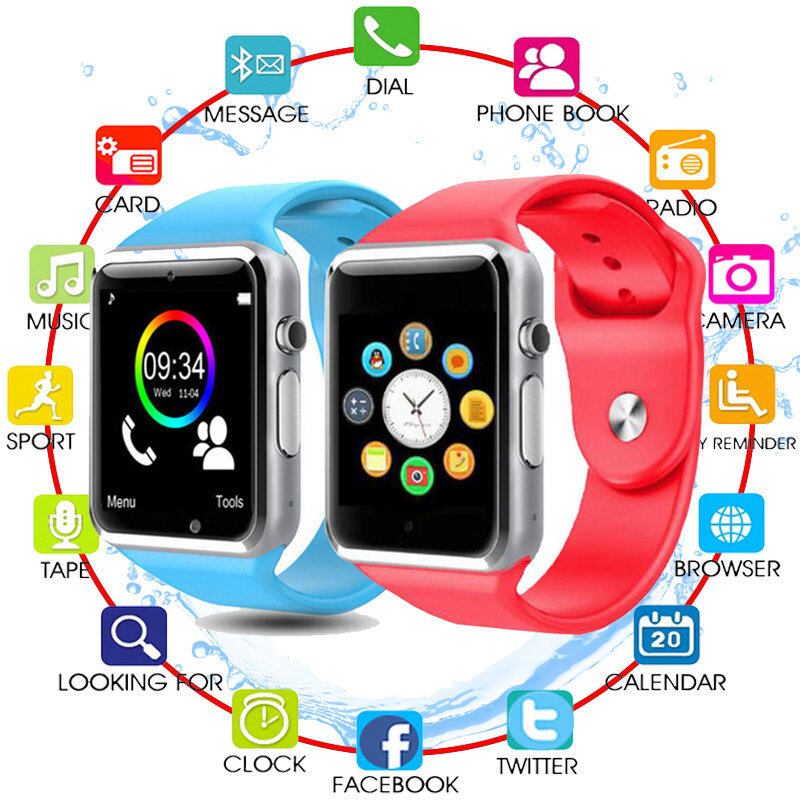 블루투스 a1 어린이를위한 스마트 시계 어린이 아기 남성 여성 스포츠 손목 시계 지원 안드로이드 전화에 대한 2g sim tf 카메라 smartwatch