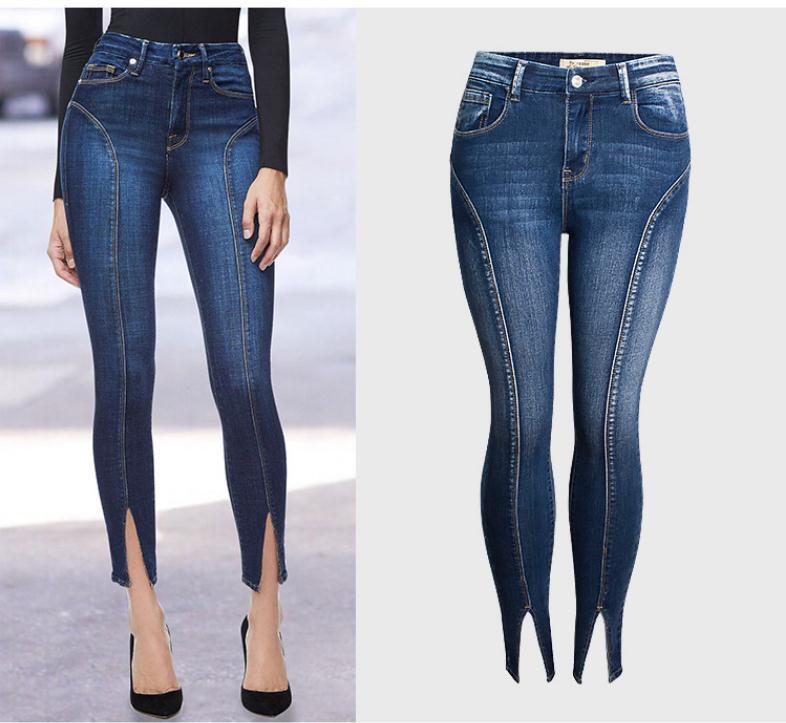 2019 buracos estiramento namorados jeans rasgados para mulher com cintura média calças de brim para mulheres rasgadas jeans tamanho grande k1023