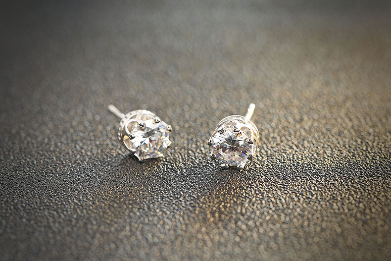 Clássico 925 prata esterlina cz brincos de cristal para homens de qualidade superior zircão cúbico orelha acessórios jóias