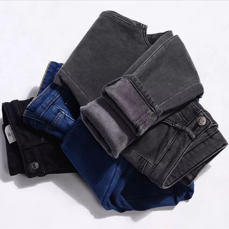 Женские бархатные джинсы-карандаш, повседневные теплые облегающие леггинсы до щиколотки со средней талией