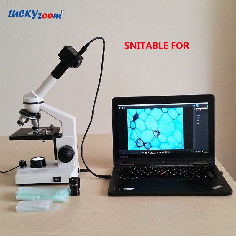 5mp usb cmos câmera eletrônico ocular microscópio digital driver livre/software de medição alta resolução para win10/7/win8