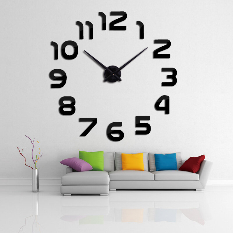 Jam Dinding Jam Horloge 3d Diy Acrylic Cermin Stiker Dekorasi Rumah Ruang Tamu Kuarsa Jarum Gratis Pengiriman