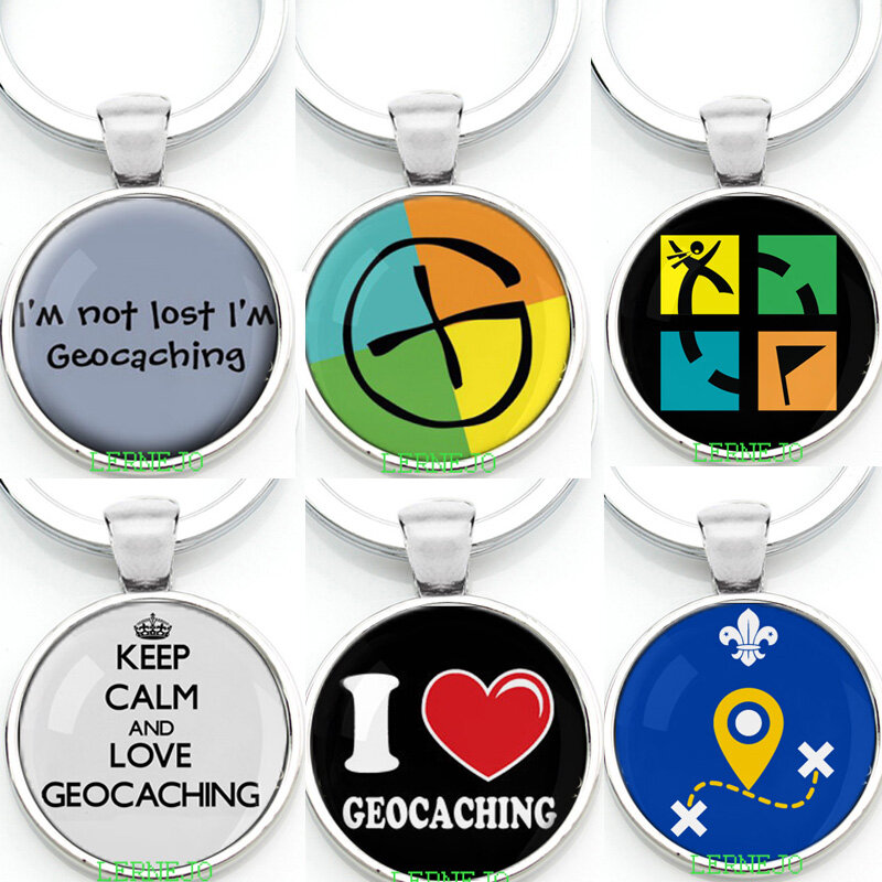 Insignia de actividad de Geocaching, llavero de etiqueta de viaje, logotipo de Geocaching gratuito, mantener la calma, camiseta de Geocaching