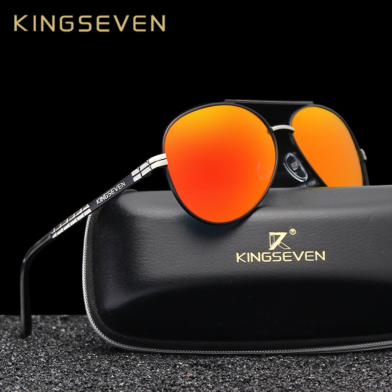 KINGSEVEN ออกแบบแว่นตาผู้ชาย Pilot HD แว่นตากันแดด Polarized ผู้ชาย/ผู้หญิงขับรถดวงอาทิตย์แว่นตา Emboss โลโก้ Oculos de Sol