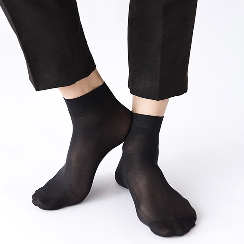 HSS – chaussettes en soie pour hommes d'affaires, résistantes aux déchirures, respirantes, décontractées, Ultra-fines, en Nylon, extensibles, 10 paires