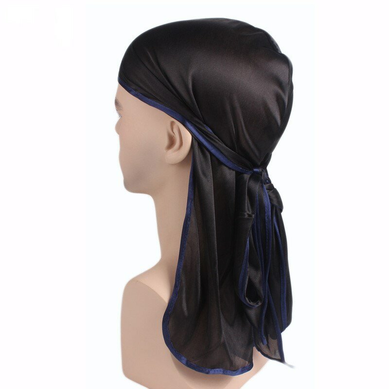 Unisex Men Women Satin Breathable Bandana Hat Silky Durag do doo du rag long tail headwrap