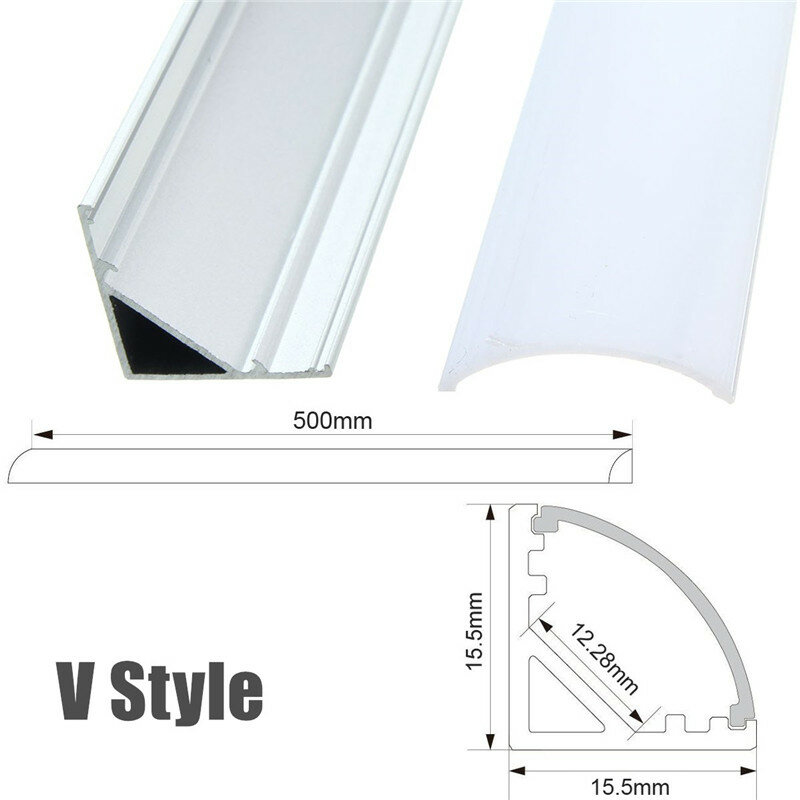 Luzes de led em forma de u/v/yw, 30/50cm, suporte de canal de alumínio, proteção para leite acessórios para iluminação final para luz de tira led