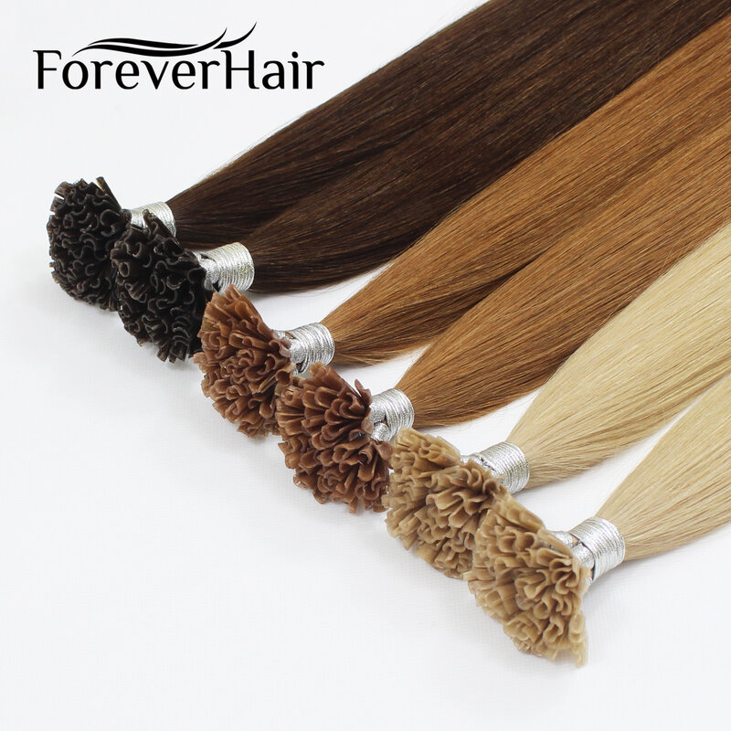 FOREVER HAAR 0.8g/strand 16 "18" 20 "Capsule U Nail Tip Fusion Keratine Bond 100% remy Human Hair Extension Silky Straight